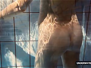 steaming immense jugged nubile Lera swimming in the pool